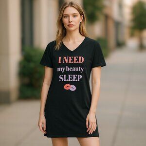 3 for/$25Joe Fresh Long Black Night Gown Shirt T-Shirt Novelty Sleepwear Size XL